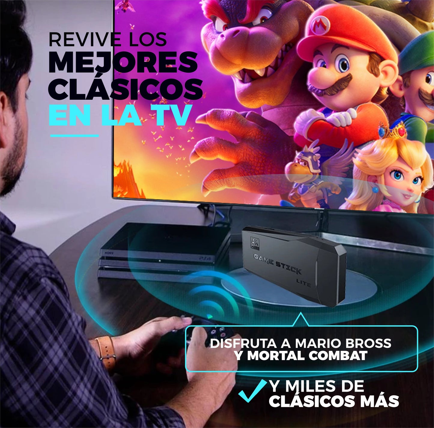 Consola De VideoJuegos Clásicos Con Mando Inalámbrico Doble - RetroPlay®