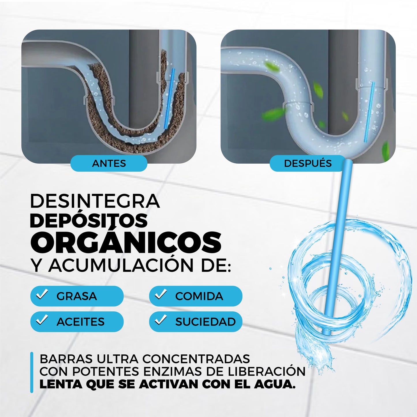 Barras Descontaminadoras De Cañerías 3 en 1 - StickClean©